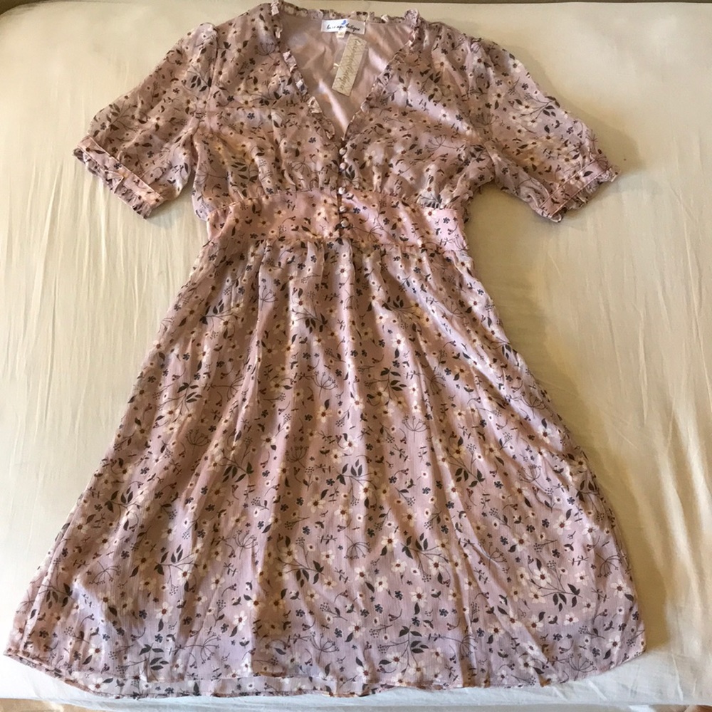 Luxe Apothetique Dusty Rose Floral Dress